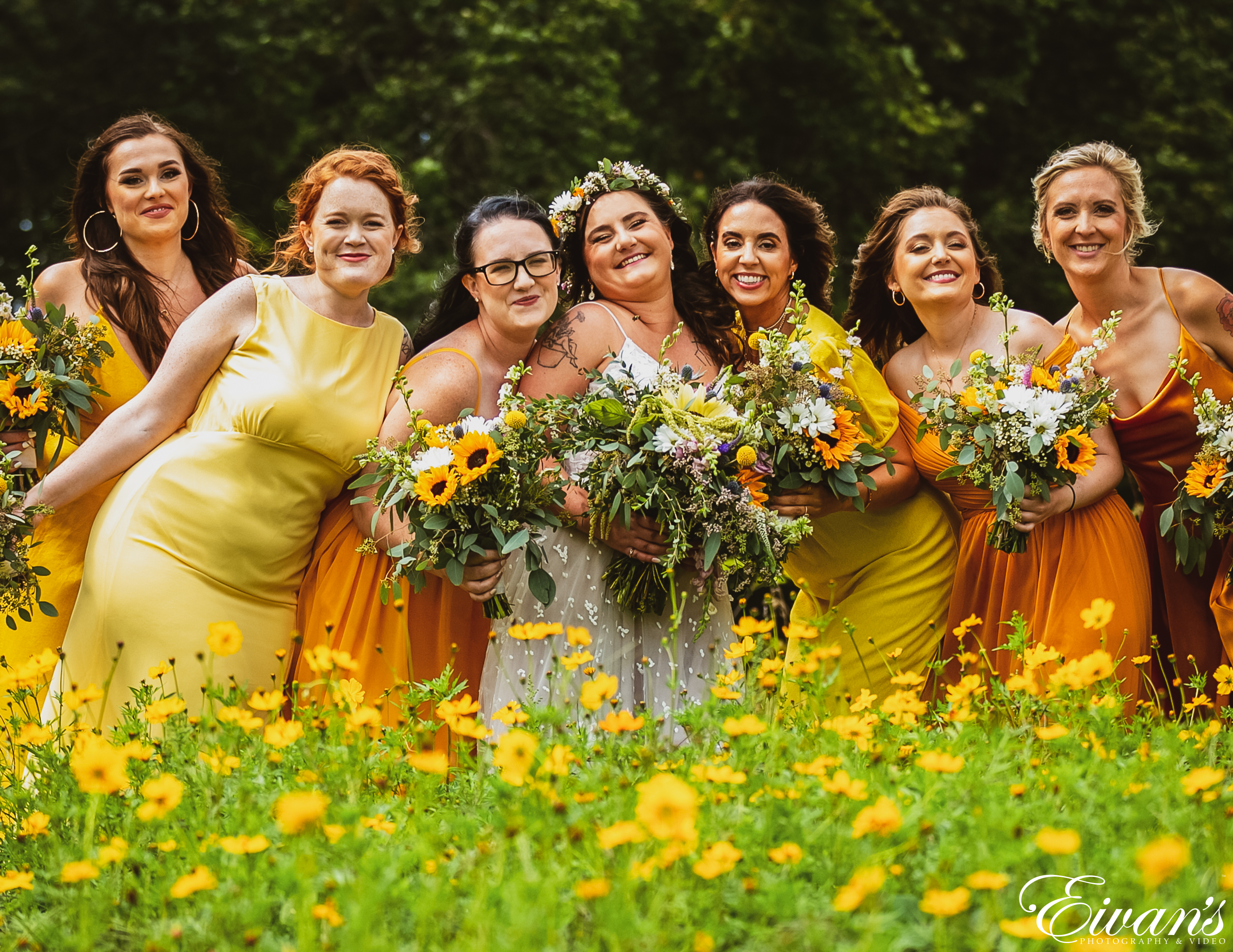 Sunflower wedding theme sales bridesmaid dresses